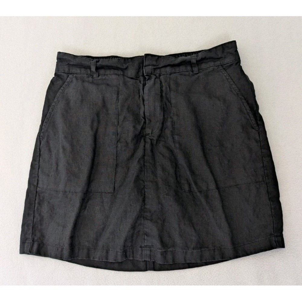 Nicole Miller New York Linen SKORT Large Black Cotton Under Short Length 17.5"